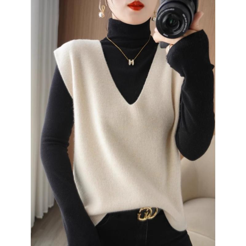 春 コーデ レディース ファッション オシャレ カワイイ シンプル きれいめ ナチュラル 上品カジュアル 婦人服 アウター Vネック ノースリーブ プルオーバー セーター ニット ベスト チョッキ ウエスタン シャツ