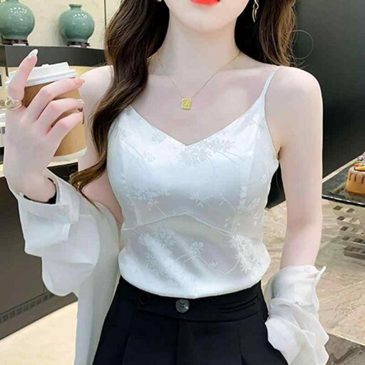 春 コーデ レディース ファッション オシャレ カワイイ シンプル きれいめ ナチュラル 上品カジュアル 婦人服 ハイエンド アセテート サテン キャミソール ジャカード スーツ トップス 春 コーデ レディース ファッション オシャレ カワイイ シンプル きれいめ ナチュラル 上品カジュアル 婦人服 ハイエンド アセテート サテン キャミソール ジャカード スーツ トップス