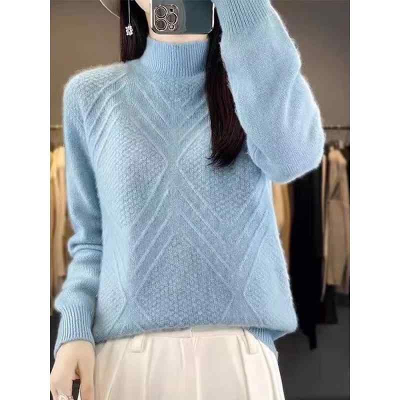 Turtleneck - 春 コーデ レディース ファッション オシャレ カワイイ シンプル きれいめ ナチュラル 上品カジュアル 婦人服 ソリッドカラー セミ タートルネック セーター シャツ プルオーバー 長袖 インナー セーター