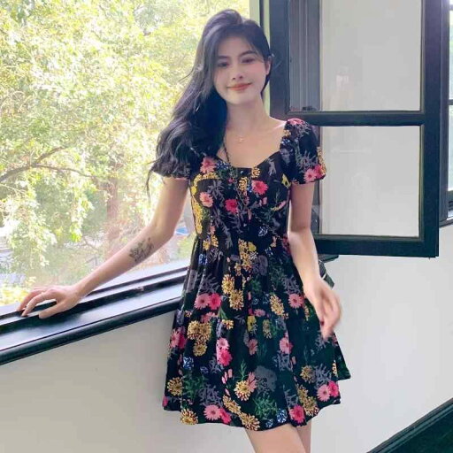 春 コーデ レディース ファッション オシャレ カワイイ シンプル きれいめ ナチュラル 上品カジュアル 婦人服 フレンチ風 スタイル 黒 花柄 ドレス 夏 ウエスト スリム Aライン スカート 春 コーデ レディース ファッション オシャレ カワイイ シンプル きれいめ ナチュラル 上品カジュアル 婦人服 フレンチ風 スタイル 黒 花柄 ドレス 夏 ウエスト スリム Aライン スカート