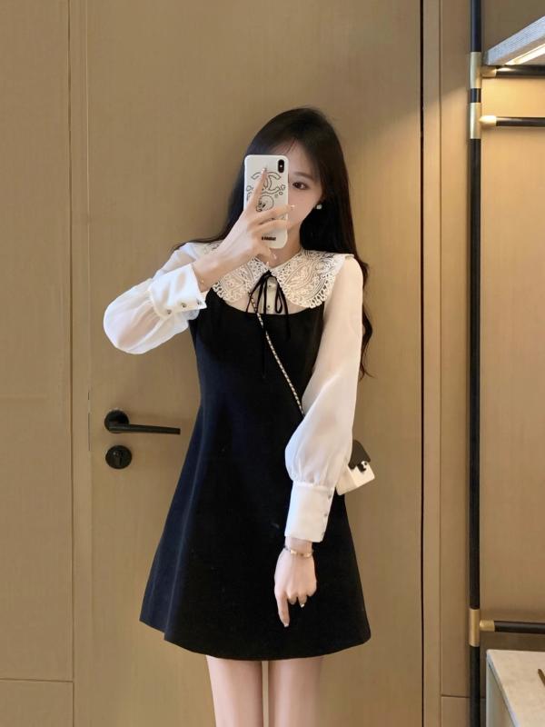 乐天商城 - 春 コーデ レディース ファッション オシャレ カワイイ シンプル きれいめ ナチュラル 上品カジュアル 婦人服 カバー スリム ハイエンド 黒 スカート ドレス