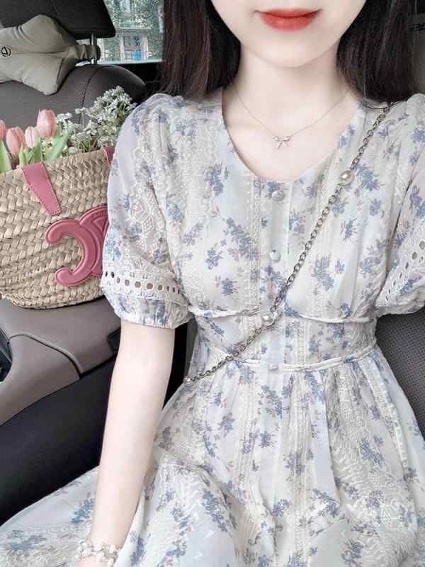 春 コーデ レディース ファッション オシャレ カワイイ シンプル きれいめ ナチュラル 上品カジュアル 婦人服 花柄 ドレス 夏 ウエスト..