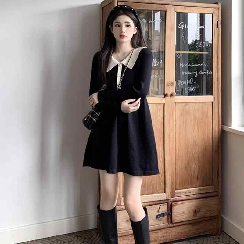 春 コーデ レディース ファッション オシャレ カワイイ シンプル きれいめ ナチュラル 上品カジュアル 婦人服 ニット ドレス 大きいサイズ ゆったり スリム インナー レイヤリング セーター スカート