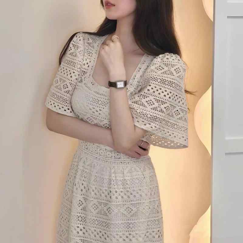 春 コーデ レディース ファッション オシャレ カワイイ シンプル きれいめ ナチュラル 上品カジュアル 婦人服 ティーブレイク フレンチ風 レース ドレス 夏 大きいサイズ ウエスト スリム ロング スカート