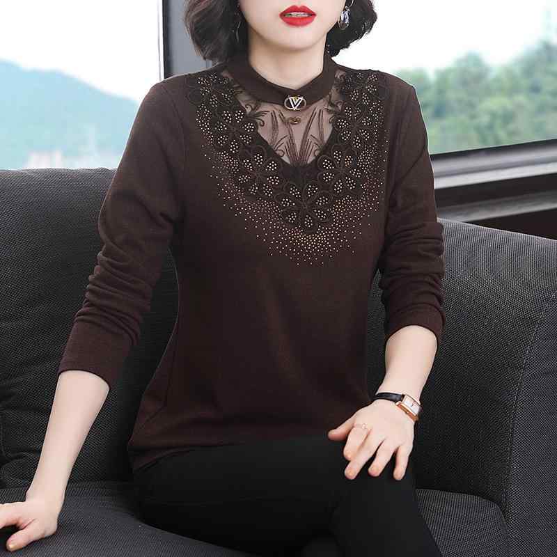 春 コーデ レディース ファッション オシャレ カワイイ シンプル きれいめ ナチュラル 上品カジュアル 婦人服 レース ハーフ タートル カラー シャツ 衣装 インナーウェア ベルベット 長袖 T