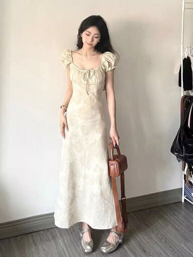 春 コーデ レディース ファッション オシャレ カワイイ シンプル きれいめ ナチュラル 上品カジュアル 婦人服 ティーブレイク フレンチ ハイエンド スクエアネック ドレス 夏 フェアリー ロング スカート 春 コーデ レディース ファッション オシャレ カワイイ シンプル きれいめ ナチュラル 上品カジュアル 婦人服 ティーブレイク フレンチ ハイエンド スクエアネック ドレス 夏 フェアリー ロング スカート