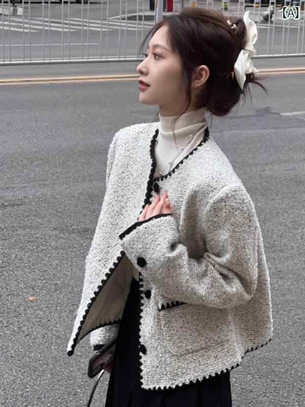 春 コーデ レディース ファッション オシャレ カワイイ シンプル きれいめ ナチュラル 上品カジュアル 婦人服 フレンチ ジャケット ハイエンド スリム 長袖 カーディガン トップス