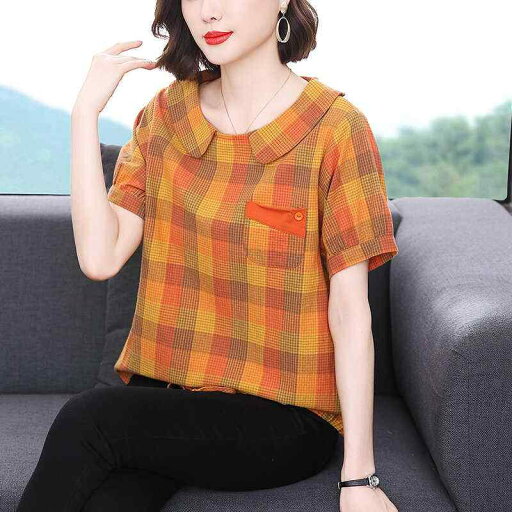 春 コーデ レディース ファッション オシャレ カワイイ シンプル きれいめ ナチュラル 上品カジュアル 婦人服 クラシック チェック柄 コットンリネン 半袖 Tシャツ トップス 夏 大きいサイズ ラウンドネック リネンシャツ 春 コーデ レディース ファッション オシャレ カワイイ シンプル きれいめ ナチュラル 上品カジュアル 婦人服 クラシック チェック柄 コットンリネン 半袖 Tシャツ トップス 夏 大きいサイズ ラウンドネック リネンシャツ