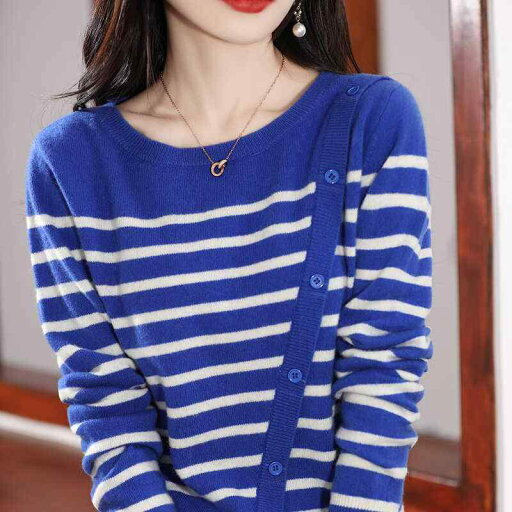 春 コーデ レディース ファッション オシャレ カワイイ シンプル きれいめ ナチュラル 上品カジュアル 婦人服 ストライプ ウール セーター ラウンドネック プルオーバー ニット レイヤリング シャツ トップス 春 コーデ レディース ファッション オシャレ カワイイ シンプル きれいめ ナチュラル 上品カジュアル 婦人服 ストライプ ウール セーター ラウンドネック プルオーバー ニット レイヤリング シャツ トップス
