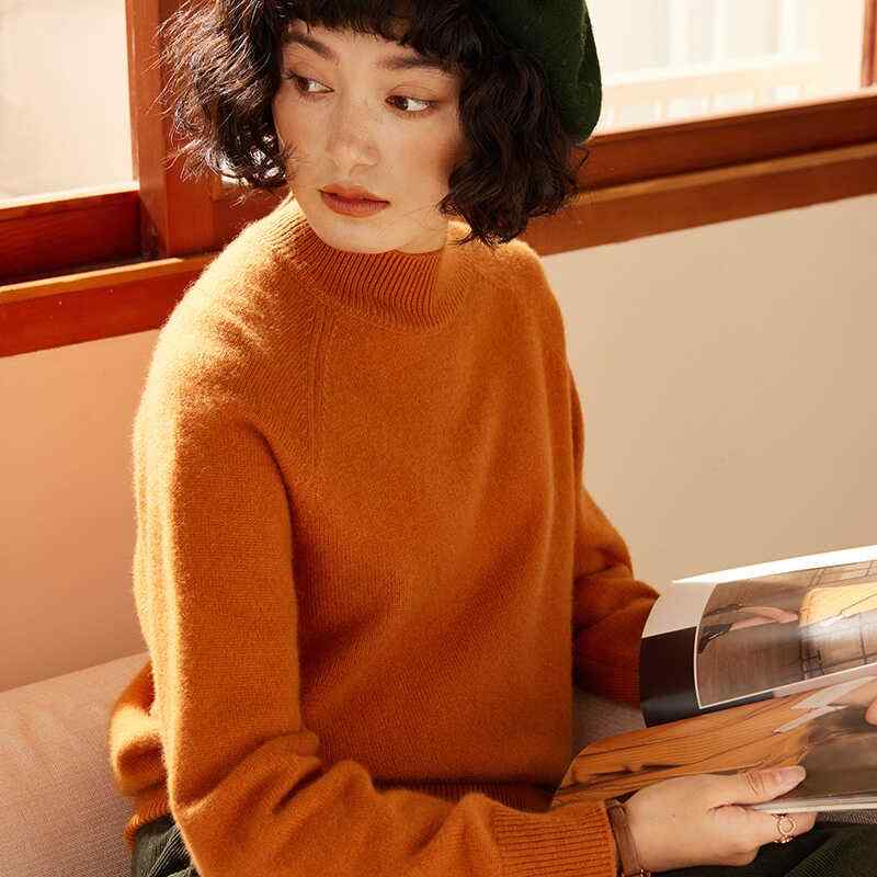 春 コーデ レディース ファッション オシャレ カワイイ シンプル きれいめ ナチュラル 上品カジュアル 婦人服 ハーフ タートルネック セーター ラグランスリーブ プルオーバー ウール セーター 防寒 インナー レイヤリング 厚手