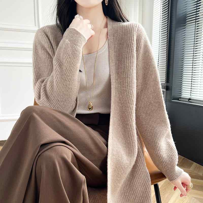 春 コーデ レディース ファッション オシャレ カワイイ シンプル きれいめ ナチュラル 上品カジュアル 婦人服 ウールカーディガン ミドル丈 大きいサイズ セーター ジャケット ニット ストール アウターウェア