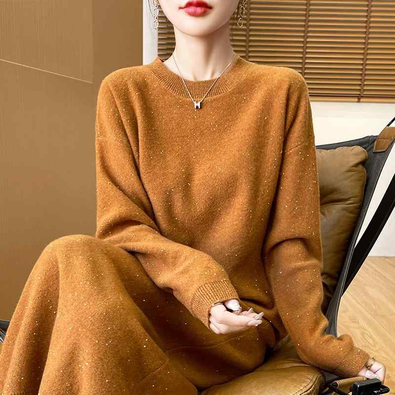 乐天商城 - 春 コーデ レディース ファッション オシャレ カワイイ シンプル きれいめ ナチュラル 上品カジュアル 婦人服 スパンコール ウール スーツ プルオーバー セーター ニット スカート
