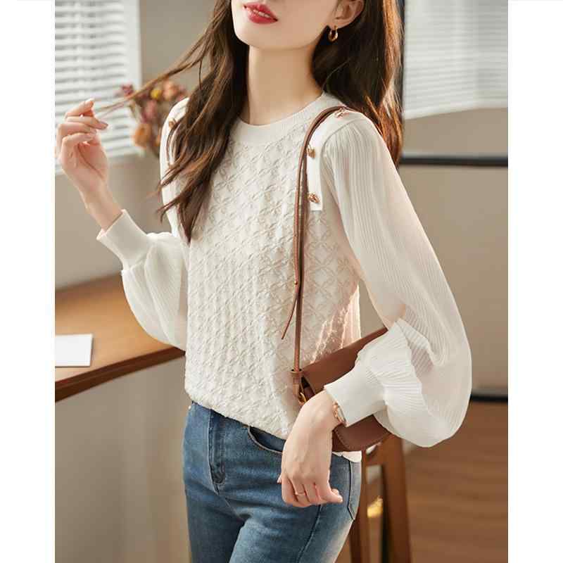 春 コーデ レディース ファッション オシャレ カワイイ シンプル きれいめ ナチュラル 上品カジュアル 婦人服 レース メッシュ 長袖 Tシャツ カジュアル レイヤリング トップス