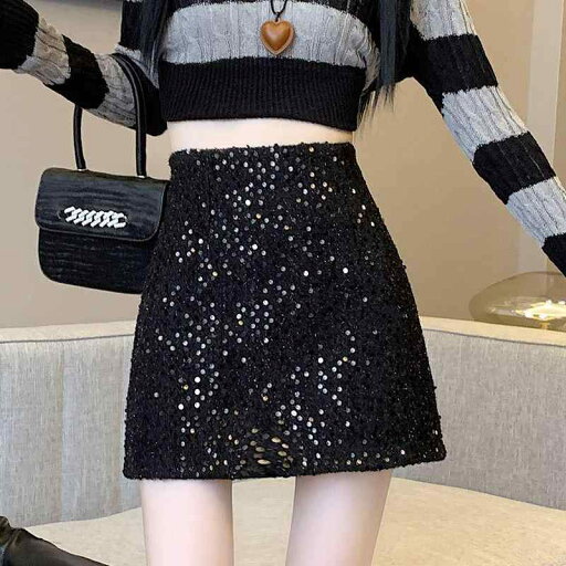 春 コーデ レディース ファッション オシャレ カワイイ シンプル きれいめ ナチュラル 上品カジュアル 婦人服 黒 スパンコール ウール スカート ハイウエスト スリム Aライン カバー 春 コーデ レディース ファッション オシャレ カワイイ シンプル きれいめ ナチュラル 上品カジュアル 婦人服 黒 スパンコール ウール スカート ハイウエスト スリム Aライン カバー