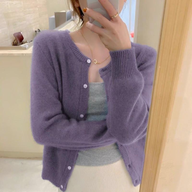 Rakuten - 春 コーデ レディース ファッション オシャレ カワイイ シンプル きれいめ ナチュラル 上品カジュアル 婦人服 ラウンドネック ニット カーディガン フレンチ ソフト アウター トップス セーター ジャケット