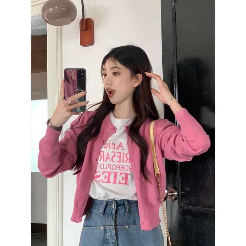 春 コーデ レディース ファッション オシャレ カワイイ シンプル きれいめ ナチュラル 上品カジュアル 婦人服 ピンク ニット カーディガン セーター ジャケット 長袖 トップス