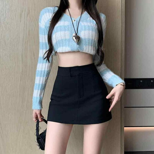春 コーデ レディース ファッション オシャレ カワイイ シンプル きれいめ ナチュラル 上品カジュアル 婦人服 黒 スカート Aライン スリム ハイウエスト スカート 春 コーデ レディース ファッション オシャレ カワイイ シンプル きれいめ ナチュラル 上品カジュアル 婦人服 黒 スカート Aライン スリム ハイウエスト スカート