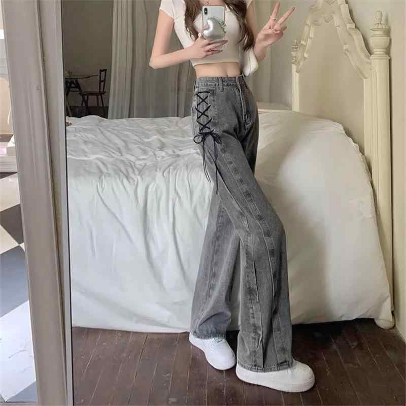 春 コーデ レディース ファッション オシャレ カワイイ シンプル きれいめ ナチュラル 上品カジュアル 婦人服 ストレート ハイウエスト ワイドレッグ パンツ ストラップ ストリート ジーンズ