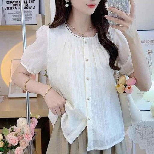 春 コーデ レディース ファッション オシャレ カワイイ シンプル きれいめ ナチュラル 上品カジュアル 婦人服 夏 ラウンドネック 半袖 シャツ 薄手 カーディガン トップス 春 コーデ レディース ファッション オシャレ カワイイ シンプル きれいめ ナチュラル 上品カジュアル 婦人服 夏 ラウンドネック 半袖 シャツ 薄手 カーディガン トップス