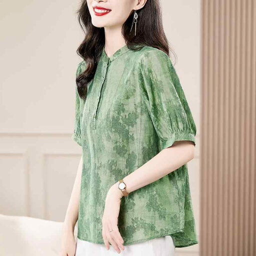 春 コーデ レディース ファッション オシャレ カワイイ シンプル きれいめ ナチュラル 上品カジュアル 婦人服 クラシック 半袖 テンセル スタンドカラー トップス 夏服 大きいサイズ 花柄 シャツ 春 コーデ レディース ファッション オシャレ カワイイ シンプル きれいめ ナチュラル 上品カジュアル 婦人服 クラシック 半袖 テンセル スタンドカラー トップス 夏服 大きいサイズ 花柄 シャツ