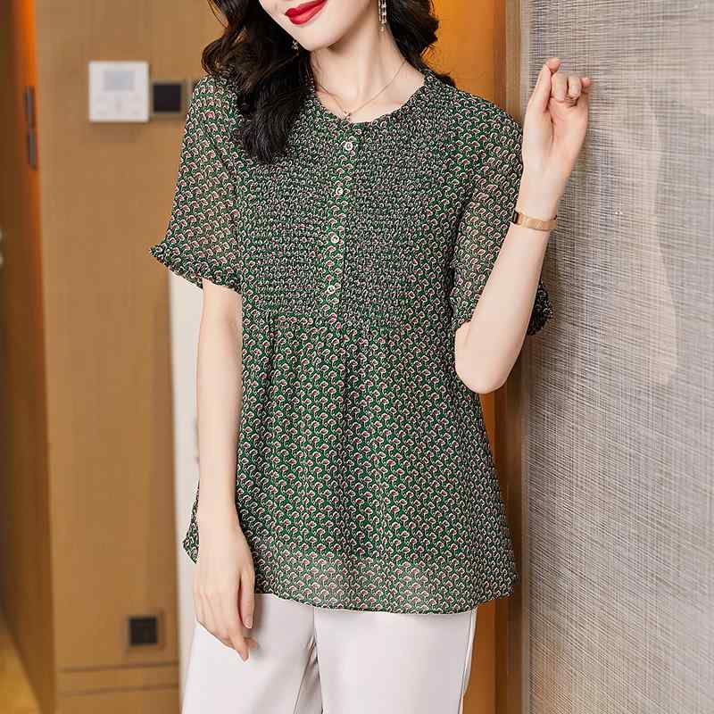 春 コーデ レディース ファッション オシャレ カワイイ シンプル きれいめ ナチュラル 上品カジュアル 婦人服 半袖 シフォンシャツ 夏 シャツ トップス