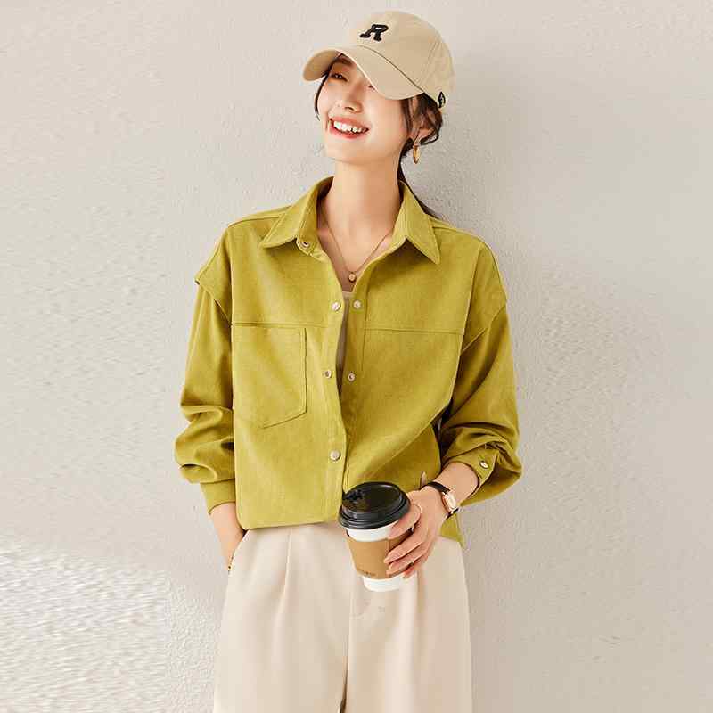 乐天商城 - 春 コーデ レディース ファッション オシャレ カワイイ シンプル きれいめ ナチュラル 上品カジュアル 婦人服 イエロー シャツ トップス ハイエンド 長袖