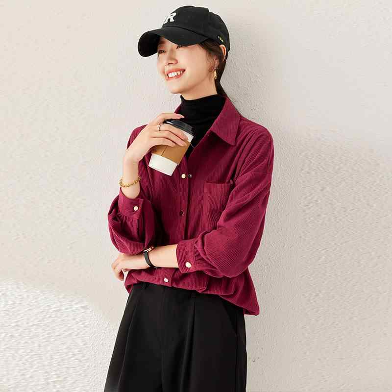 Long-Sleeved - 春 コーデ レディース ファッション オシャレ カワイイ シンプル きれいめ ナチュラル 上品カジュアル 婦人服 快適 大きいサイズ ゆったり 長袖 シャツ