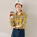 春 コーデ レディース ファッション オシャレ カワイイ シンプル きれいめ ナチュラル 上品カジュアル 婦人服 黄色 チェック柄 シャツ ハイエンド トップス...