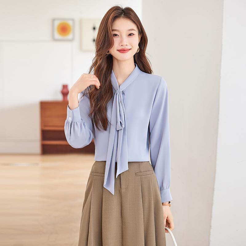 春 コーデ レディース ファッション オシャレ カワイイ シンプル きれいめ ナチュラル 上品カジュアル 婦人服 リボン シャツ 通勤ウェア フォーマル ワークシャツ(4)