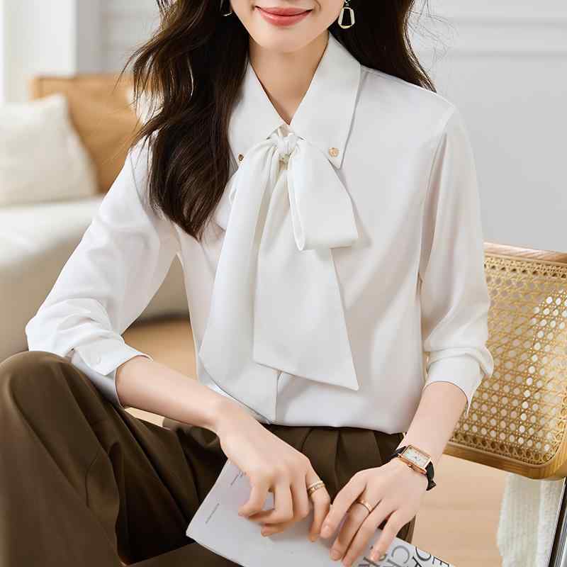 Rakuten - 春 コーデ レディース ファッション オシャレ カワイイ シンプル きれいめ ナチュラル 上品カジュアル 婦人服 シフォンシャツ ホワイト トップス シャツ 長袖