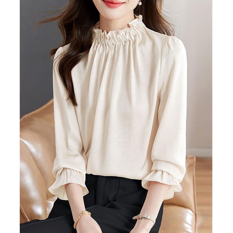 乐天商城 - 春 コーデ レディース ファッション オシャレ カワイイ シンプル きれいめ ナチュラル 上品カジュアル 婦人服 シフォンシャツ スタイリッシュ トップス ブラウス 長袖 シャツ