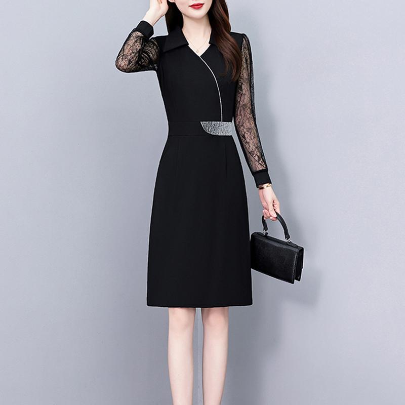 春 コーデ レディース ファッション オシャレ カワイイ シンプル きれいめ ナチュラル 上品カジュアル 婦人服 黒 ドレス 大きいサイズ サイズ 長袖 ミドル丈 スカート
