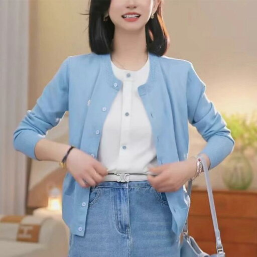 春 コーデ レディース ファッション オシャレ カワイイ シンプル きれいめ ナチュラル 上品カジュアル 婦人服 フェイク ツーピース ブルー ニット カーディガン ラウンドネック セーター ジャケット ハイエンド トップス 春 コーデ レディース ファッション オシャレ カワイイ シンプル きれいめ ナチュラル 上品カジュアル 婦人服 フェイク ツーピース ブルー ニット カーディガン ラウンドネック セーター ジャケット ハイエンド トップス