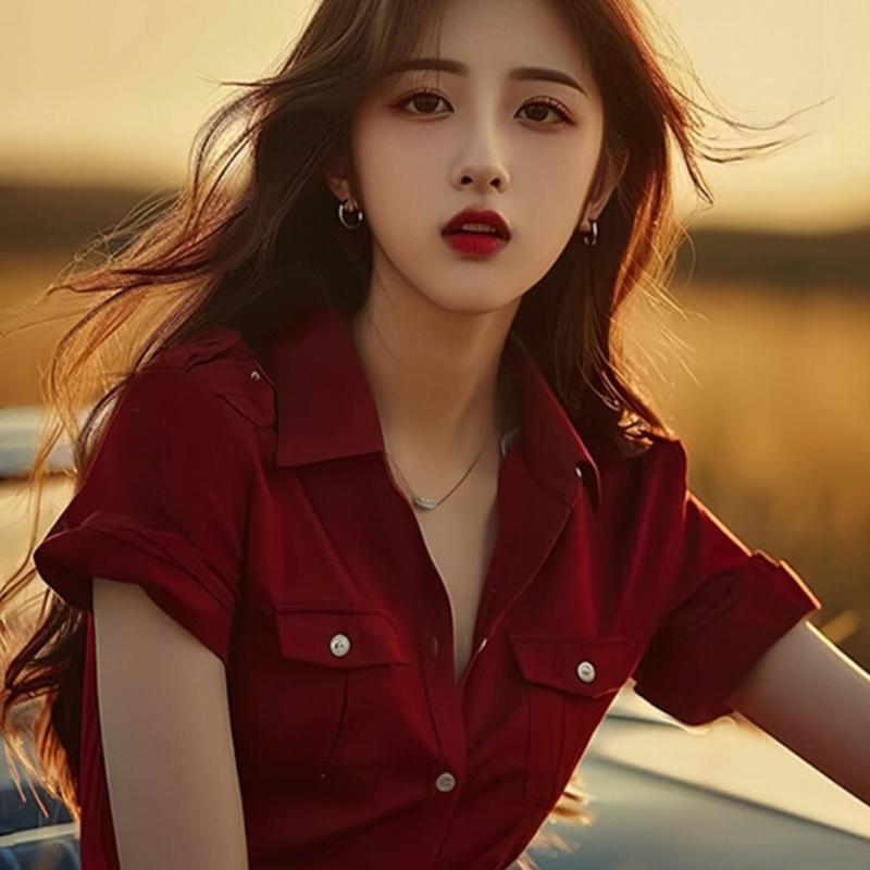 春 コーデ レディース ファッション オシャレ カワイイ シンプル きれいめ ナチュラル 上品カジュアル 婦人服 クラシック 衣装 赤 シャツ フレンチ トップス