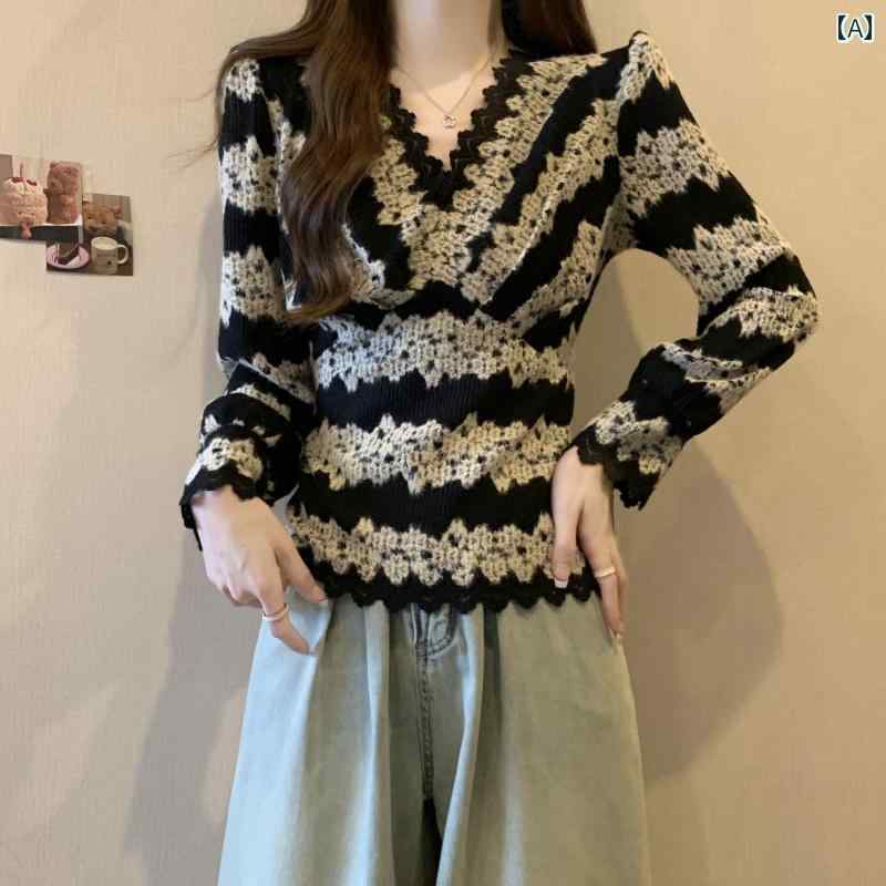春 コーデ レディース ファッション オシャレ カワイイ シンプル きれいめ ナチュラル 上品カジュアル 婦人服 Vネック ハイエンド レース ジャカード トップス レイヤリング シャツ
