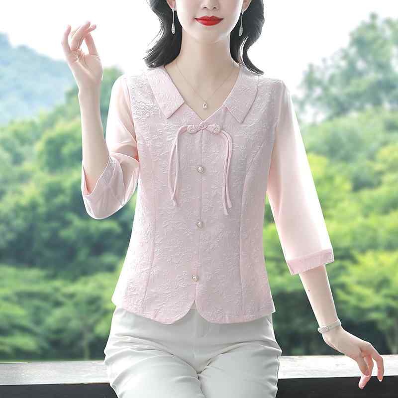 春 コーデ レディース ファッション オシャレ カワイイ シンプル きれいめ ナチュラル 上品カジュアル 婦人服 七分袖 シャツ ゆったり スリムトップス