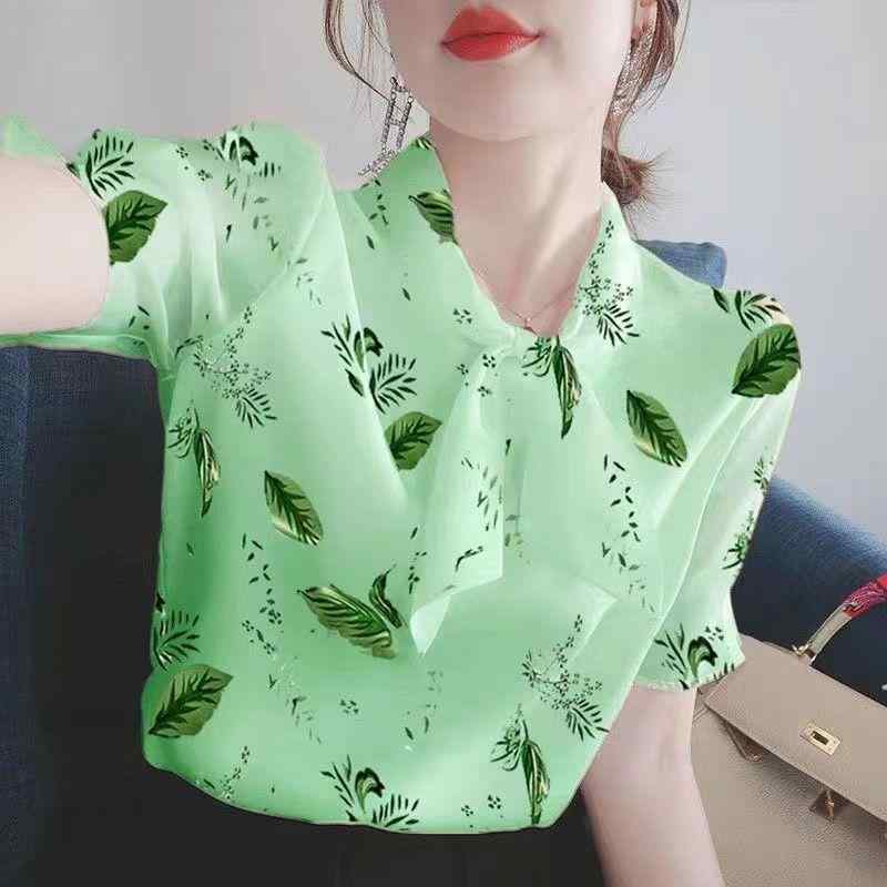 Short Sleeves - 春 コーデ レディース ファッション オシャレ カワイイ シンプル きれいめ ナチュラル 上品カジュアル 婦人服 夏 シフォンシャツ 半袖 フレンチ風 トップス シャツ