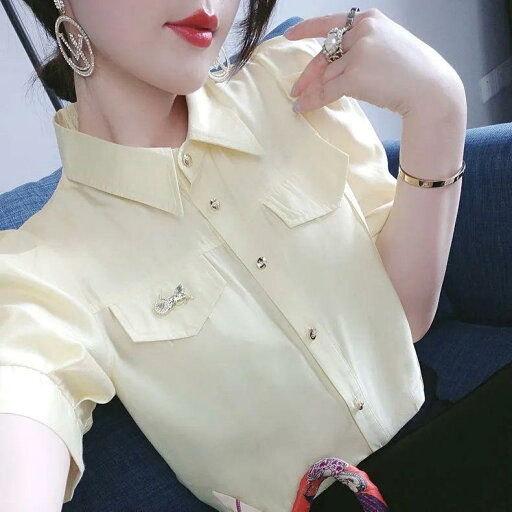 春 コーデ レディース ファッション オシャレ カワイイ シンプル きれいめ ナチュラル 上品カジュアル 婦人服 夏 スタイリッシュ シフォンシャツ ポロカラー 半袖 シャツ トップス 春 コーデ レディース ファッション オシャレ カワイイ シンプル きれいめ ナチュラル 上品カジュアル 婦人服 夏 スタイリッシュ シフォンシャツ ポロカラー 半袖 シャツ トップス