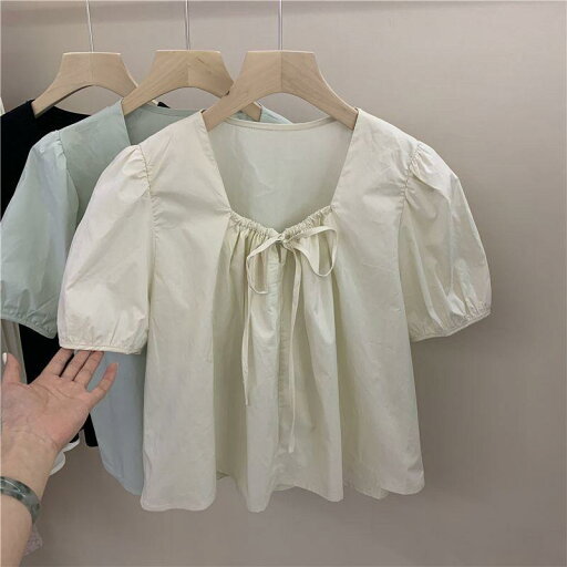 春 コーデ レディース ファッション オシャレ カワイイ シンプル きれいめ ナチュラル 上品カジュアル 婦人服 夏 フレンチ風スクエア ネック 半袖 シャツ シック トップス 春 コーデ レディース ファッション オシャレ カワイイ シンプル きれいめ ナチュラル 上品カジュアル 婦人服 夏 フレンチ風スクエア ネック 半袖 シャツ シック トップス