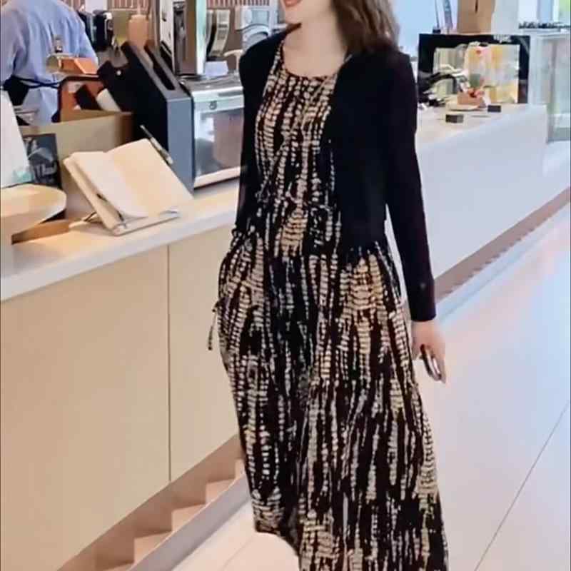 Rakuten - 春 コーデ レディース ファッション オシャレ カワイイ シンプル きれいめ ナチュラル 上品カジュアル 婦人服 クラシック ハイエンド 黒 ワンピース ドレス 夏 スリム スカート 日焼け防止 カーディガン スーツ