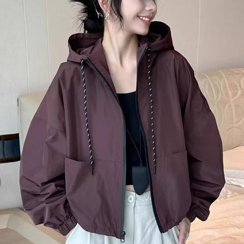 乐天商城 - 春 コーデ レディース ファッション オシャレ カワイイ シンプル きれいめ ナチュラル 上品カジュアル 婦人服 フード付き ジャケット スリム トップス