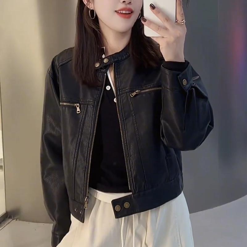 Rakuten - 春 コーデ レディース ファッション オシャレ カワイイ シンプル きれいめ ナチュラル 上品カジュアル 婦人服 PUレザー ジャケット スリム PUレザー ライダース ジャケット カジュアル ジャケット トップス