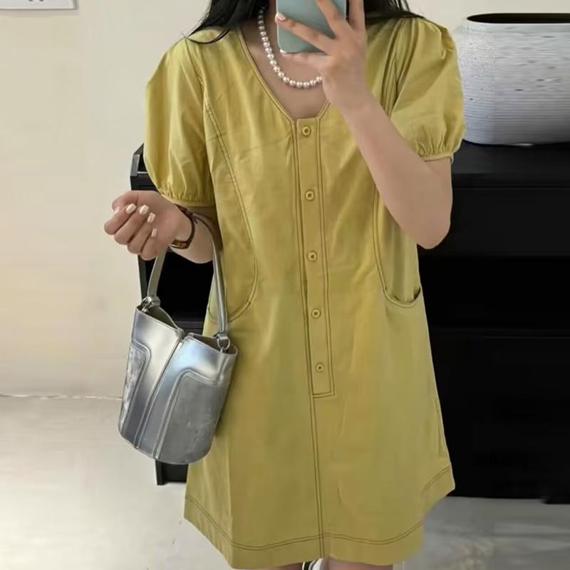 Rakuten - 春 コーデ レディース ファッション オシャレ カワイイ シンプル きれいめ ナチュラル 上品カジュアル 婦人服 フレンチ Vネック 夏 スリム シャツ ドレス