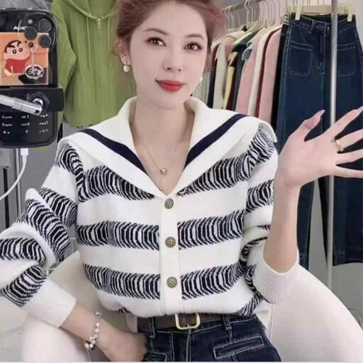 春 コーデ レディース ファッション オシャレ カワイイ シンプル きれいめ ナチュラル 上品カジュアル 婦人服 ネイビーカラー ストライプ 長袖 カーディガン スリム ニット ジャケット トップス 春 コーデ レディース ファッション オシャレ カワイイ シンプル きれいめ ナチュラル 上品カジュアル 婦人服 ネイビーカラー ストライプ 長袖 カーディガン スリム ニット ジャケット トップス