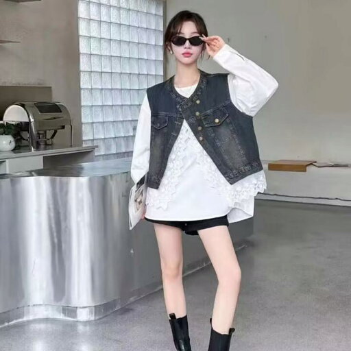 春 コーデ レディース ファッション オシャレ カワイイ シンプル きれいめ ナチュラル 上品カジュアル 婦人服 クラシック ウォッシュデニム ベスト シャツ ツーピース スリム スーツ 春 コーデ レディース ファッション オシャレ カワイイ シンプル きれいめ ナチュラル 上品カジュアル 婦人服 クラシック ウォッシュデニム ベスト シャツ ツーピース スリム スーツ