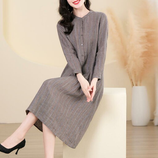 春 コーデ レディース ファッション オシャレ カワイイ シンプル きれいめ ナチュラル 上品カジュアル 婦人服 ハイエンド リネン ワンピース 長袖 カジュアル ゆったり スカート 春 コーデ レディース ファッション オシャレ カワイイ シンプル きれいめ ナチュラル 上品カジュアル 婦人服 ハイエンド リネン ワンピース 長袖 カジュアル ゆったり スカート