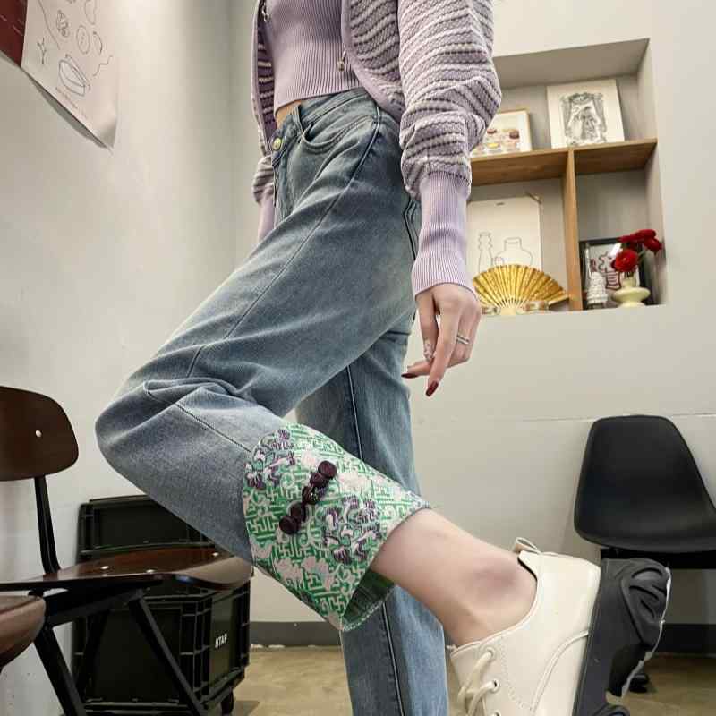 乐天商城 - 春 コーデ レディース ファッション オシャレ カワイイ シンプル きれいめ ナチュラル 上品カジュアル 婦人服 ストレート ジーンズ ハイウエスト 快適 パンツ