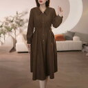 春 コーデ レディース ファッション オシャレ カワイイ シンプル きれいめ ナチュラル 上品カジュアル 婦人服 ウエスト 長袖 ワンピース ハイエンド 多機能...