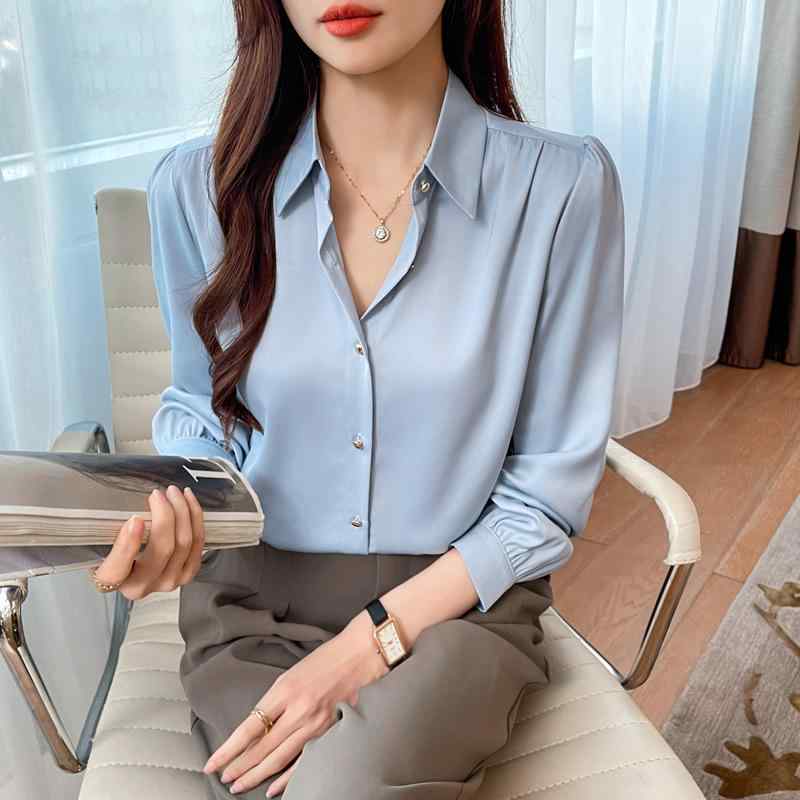 Long-Sleeved - 春 コーデ レディース ファッション オシャレ カワイイ シンプル きれいめ ナチュラル 上品カジュアル 婦人服 長袖 シャツ フレンチ フォーマル 面接ウェア トップス 通勤ウェア ハイエンド