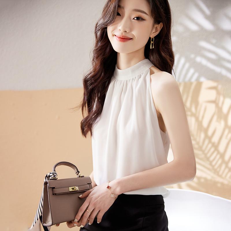 春 コーデ レディース ファッション オシャレ カワイイ シンプル きれいめ ナチュラル 上品カジュアル 婦人服 ノースリーブシャツ アウターウェア フレンチ ホルターネック ベスト トップス 通勤ウェア シャツ